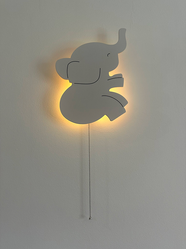 Baby Elephant Wooden Nursery Wall Lamp