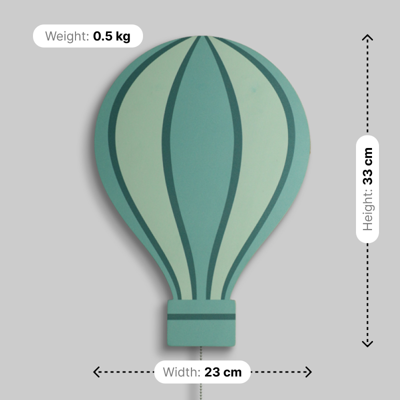  Blue Hot Air Balloon Wooden Nursery Wall Lamp