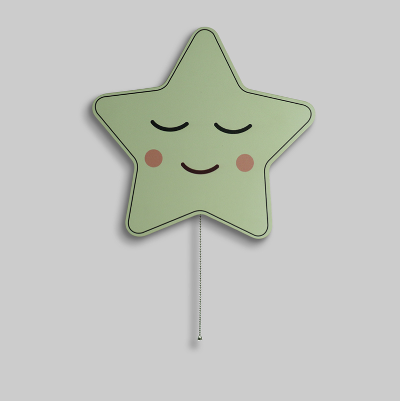 Sleeping Star Wooden Nursery Wall Lamp