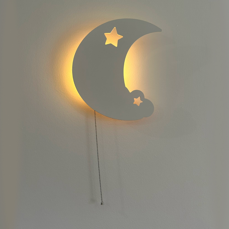 Crescent Moon and Cloud Nursery Wall Lamp